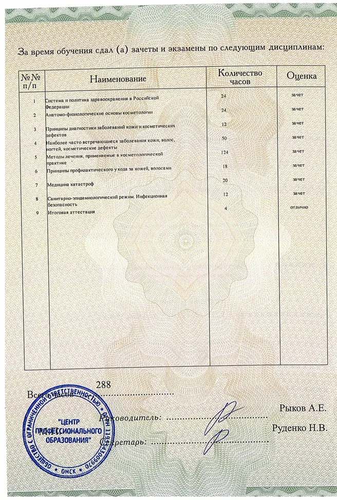 Вкладыш к диплому